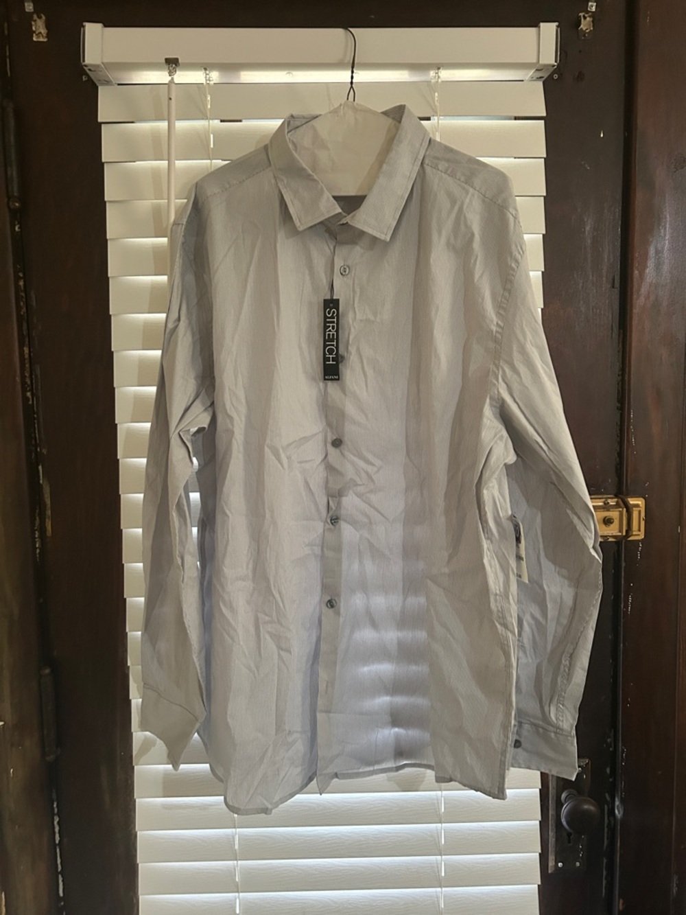 Alfani Men's Light Gray Striped Stretch Button-Down Shirt